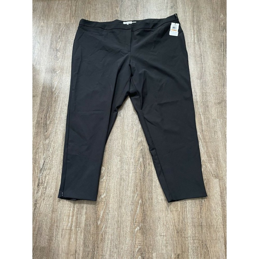 Calvin Klein Plus Size Womens Ankle Zip Dress Pants 24W Black